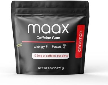 Maax Caffeine Energy Gum | 125mg of caffeine per piece | Cinnamon | 125 total pieces per bag | Focus Supplement