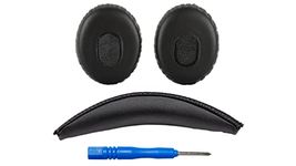 AHG Accessory House Global QC3 ear pads/On-Ear ear pads and V2 QC3 Headband pad/On-Ear Headband Cushion Compatible with Bose QuietComfort 3 (QC3) and Bose On-ear 1 (OE1) Headphones (Black)