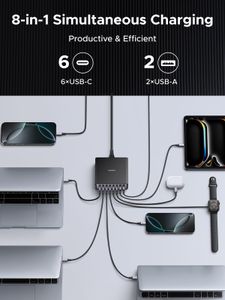UGREEN 200W 8-Port USB C GaN Fast Charging Station – PD 100W, PPS, Laptop & Phone Compatible