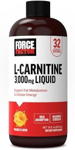 Force Factor L Carnitine Supplement, Liquid L-Carnitine 3000 mg to Help Turn Fat Into Energy, Support Muscle Recovery, and Boost Cellular Energy, Maximum Strength, Non-GMO, Orange Flavor, 16 Oz.