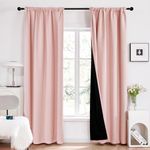 Deconovo Curtains 84 Inch Length 2 Panels Set, Total Blackout Curtains & Drapes for Living Room, Pink Curtains for Girls Bedroom, Soundproof Thermal Insulated Curtains (W42xL84, Crystal Pink)