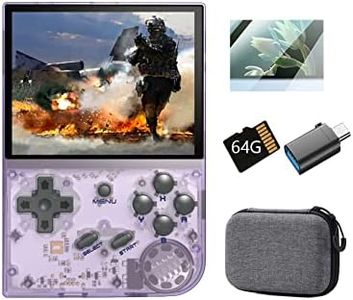 KJArrow RG35XX Retro Handheld Game Console Purple,3.5 Inch IPS Screen Gameboy Built-in 5000+ Games,Classic Video Player Support 2 Players and TV,Multi-Emulator Portable for Adults,Transparent Purple