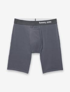 Tommy John Men’s Underwear, Supima Cool Cotton Boxer Briefs with Contour Pouch and Longer 8" Inseam, Comfortable, Breathable Fabric Underwear for Men, Mesh Quick Dry, Iron Grey, X-Large