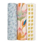 aden + anais Silky Soft Swaddle Blanket | 100% Bamboo Viscose Muslin Blankets for Girls & Boys | Baby Receiving Swaddles | Ideal Newborn & Infant Swaddling Set | 3 Pack, Marine Gardens