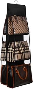 Lirex Medium and Large Handbag Hanging Purse Organizer for Closet, Handbag Storage Organizer Hanger Oxford Cloth Closet Organizer for Family Closet Bedroom, Foldable and Universal Fit, Black