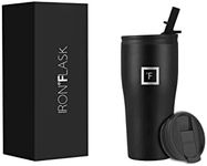 IRON °FLASK Rover Tumbler 2.0-2 Lids Vacuum Insulated Stainless Steel Bottle, Double Walled, Drinking Cup - Thermos Travel Mug - Midnight Black, 20 Oz