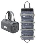 eldimer Hanging Roll Up Toiletry Bags, Dark Grey, 4 Compartments, Hanging and Roll Up Toiletry Bags With 4 Removable Compartments