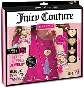Make It Real - Juicy Couture Trendy Tassels Bracelet Making Kit - Kids Jewelry Making Kit - DIY Beads & Charm Bracelet Making Kit for Girls - Friendship Bracelets with Beads for Girls 8-10-12-14