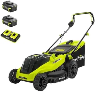 SnapFresh Electric Lawn Mower Cordless - 40V (2 x 20V) 16” Brushless Push Lawn Mowers with 4.0Ah Battery x 2 and Fast Charger Included - Battery Operated Lawn Mower with Bagger
