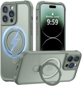 MOCCA Design for iPhone 14 Pro Case with Magnetic Invisible Stand [Full Camera Protection] [Compatible with Magsafe] Military Drop Shockproof Translucent Matte Phone Case Cover 6.1",Calke Green