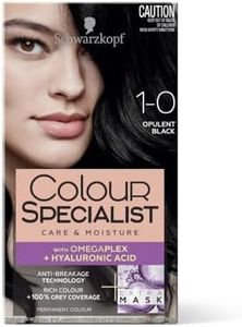 Schwarzkopf Colour Specialist At Home Permanent Hair Colour With Omegaplex Anti-Breakage Technology And Hyaluronic Acid With 2 After Colour Repair Masks For Softer Hair, 1.0 Opulent Black 165ml