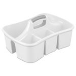 Sterilite Versatile Multi Use Large Home Divided Plastic Storage Tote Caddy with 4 Compartments and Carry Handle for Bathrooms, Dorms, White (6 Pack)