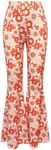 OYOANGLE Girl's Boho Floral Print Elastic Waist Flared Leg Pants Casual Bell Bottom Trousers Orange 9Y