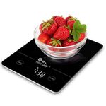 Himaly Digital Kitchen Scales Food Scale with Tempered Glass Platform,Electronic Cooking Scale with LCD Display, Multifunction Weighing Scale for Baking, Tare Function, 5kg/11LB