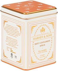 Harney & Sons Hot Cinnamon Spice - Black Tea with Cinnamon, Orange Peel, and Sweet Cloves - Tin of 20 Sachets