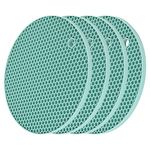 Smithcraft Silicone Trivets for Hot Dishes Pots & Pans, Teal Round Pot Holders, Jar Opener &Spoon Rest, Non Slip Trivet Mat, Flexible Heat Resistant Mat Hot Pads for Table & Quartz Counter Tops Set 4