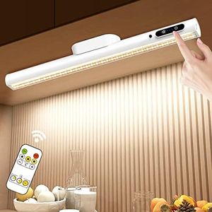 Hapfish Lampara LED Escritorio 4000mAh, Flexo LED Escritorio Sin Cable con Mando a Distancia, Luz Armario USB Recargable Magnetica Inalambrica, Lámpara Pared Pilas para Cocina Mesa Estanteria Espejo