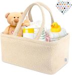 Nappy Caddy Organizer Bag Large Teddy Fur Diaper Basket Essentials for New Parents, Best Gift for Mum & Newborn