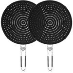 Frcctre 2 Pack Silicone Splatter Screen for Frying Pan, 13" Versatile Grease Splatter Guard with Foldable Handle, Food Grade Heat Resistant Oil Splash Guard, Cooling Mat, Drain Board for Cooking