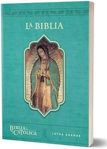 La Biblia Católica: Tamaño Grande, Edición Letra Grande. Rústica, Azul, Con Virgen
