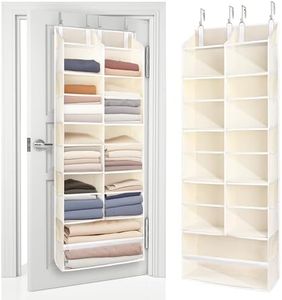 ULG Over the Door Organizer, 5-Tier Hanging Storage with Clear Windows, 19 Pockets for Closet, Pantry, Bathroom & Nursery Doors, Extra Large Storage Space with 4 Hooks, Easy to Install, Beige, 1-Pack