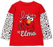 Sesame Street Elmo Girls Long Sleeve Tee (Baby/Toddler) - Red - 24 Months