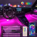 Keepsmile Car Accessories Interior Car LED Lights with Remote and APP Control Music Sync Color Change Under Dash RGB Car Lighting with Car Charger 12V 1A LED Lights for Car