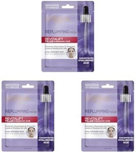 L'Oreal Paris Replumping Sheet Mask, Hydrating & Smoothing, Revitalift Filler, 1 pc (Pack of 3)