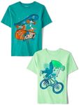 The Childrens Place Boys' Sports Short Sleeve Graphic T-Shirts,Multipacks, Skateboards/Biker 2-Pack, Large