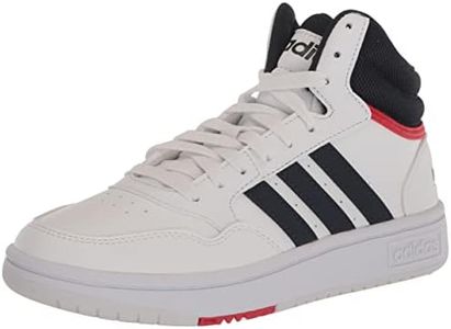 Adidas Men's Hoops 3.0 Mid Basketball Shoe, White/Legend Ink/Vivid Red, 10