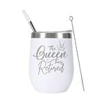 Elegantpark Retirement Gifts for Women Men The Queen Has Retired Funny Retired Gifts for Her Mom Wife Retired Friends Teacher Coworkers Retirement Engraved Wine Tumbler Mug White