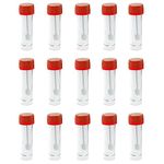 Plastic Specimen Cup Specimen Bottles 30ml Stool Containers Sample Cups with Spoon Lid (without Label Laboratory, 15 PCS), Red