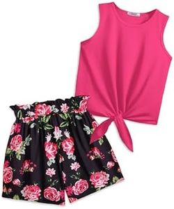 Arshiner Toddler Girls Short Sets Tie Knot Tank Top and Elastic Paperbag Waist Shorts Cute Girl Summer Clothing