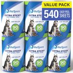 PetLovers Extra Sticky Lint Roller 6 Pack of Refills Only - No Handle Included - 90 Sheets Per Refill 540 Sheets Total