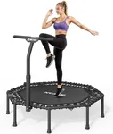 BCAN 51" Octagonal Mini Trampoline, Max Load 450 LBS Fitness Trampoline with T-Adjustable Handle Bar, Silent Bungees, Larger, More Stable, Quieter Exercise Rebounder for Adults Indoor/Garden-Black