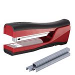 Bostitch Office Dynamo 4 in 1 Standup Stapler, Includes 420 Staples, 20 Sheet Capacity, Integrated Pencil Sharpener, Staple Remover & Staple Storage, Red