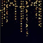 Decor365 Gold Star Moon Garland Kit Hanging Garands Streamers Bunting Banner Decor Wall Ceiling Party Decorations for Twinkle Little Star First Birthday/Baby Shower/Wedding//Kids Room/Nursery/Ramadan