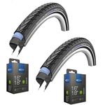 Marathon Plus 16 x 1.35 Road/Touring/Hybrid Bike tyres (Pair) + Matching AV4 Schrader Valve tubes (pair)