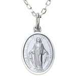 Alexander Castle 925 Sterling Silver Miraculous Medal Catholic Necklace - 16mm x 12mm Miraculous Medal with 18" Silver Chain & Jewellery Gift Box