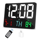 Amgico Digital Wall Clock,11.4" Digital Clock Large Display with Remote Control,Temperature,Calendar,12/24,Snooze,Adjustable Brightness,LED Large Alarm Clock for Bedroom,Living Room, Seniors, Elderly