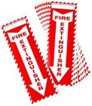 Fire Extinguisher Sign, Down Arrow Stickers, Pack of 10 (4 x 12"), Red and White Design Includes Space for Local Fire Department Phone Number