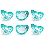 RaZbaby JollyPop Baby 0-3m Pacifier Plus (Teal) 6 Pack for Newborns & Babies - Soft BPA Free Medical Grade Silicone - Dishwasher Safe Easy to Sterilize - Durable One Piece Construction USA Made