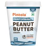 Pintola Plant Protein Peanut Butter Coconut Jaggery Creamy 1kg, 28% High Protein, 7g Fiber, Vegan Protein, Gluten Free, Zero Trans Fat, Nut Butter, Bread Snacks