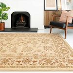 Persian Style Floral Traditional Cream Lounge Living Room Rug Neutral Medallion Classic Hallway Mat Carpet Gold Oriental Area Rugs 200cm x 290cm