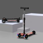 TOT NEST Scooter for Kids, 3+ Years 3 Wheel Kids Scooter Smart Kick Scooter with Foldable & Height Adjustable Handle & Extra-Wide LED PU Wheels & Brake, Skate Scooter for Kids (Incredible Orange)