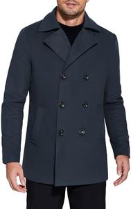 COOFANDY Mens Short Length Trench Coat Double Breasted Pea Coat Heavy Winter Overcoat