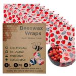 Nacterra 10 Pack Bees Wax Wraps Reusable, Organic Beeswax Wraps for Food, Eco-Friendly Beeswax Food Wrap for Bread. Bowl Cover and Produce, Beeswax Sandwich Wraps - 3L, 3M, 4S, Strawberry Pattern