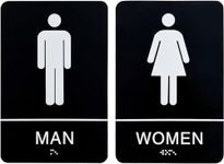 DRILBUR SIGNS Washroom Sign, Bathroom Signs For Business - Ideal Restroom Sign For Men and Women - 9" by 6" - ADA Compliant with Braille - Strong Double-Sided Adhesives - Apply to Office, Home or Public Door / Wall