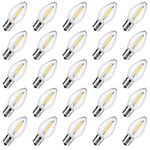 Brightown 25 Pack C7 LED Christmas Light Bulbs, Clear Plastic Night Lights C7 LED Replacement Bulbs for Christmas String Lights, E12 Candelabra Base, Commercial Dimmable Holiday Bulbs, Warm White…