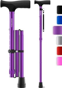 HoneyBull Walking Cane | Single Tip Canes for Men & Women, Foldable, Adjustable, Heavy Duty Up to 250 Pounds, Walking Canes for Seniors (Purple)